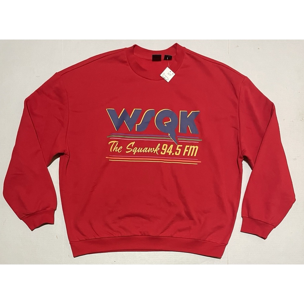 Stranger Things WSQK 94.5 FM The Squawk Red Crewneck Sweatshirt XXL Netflix